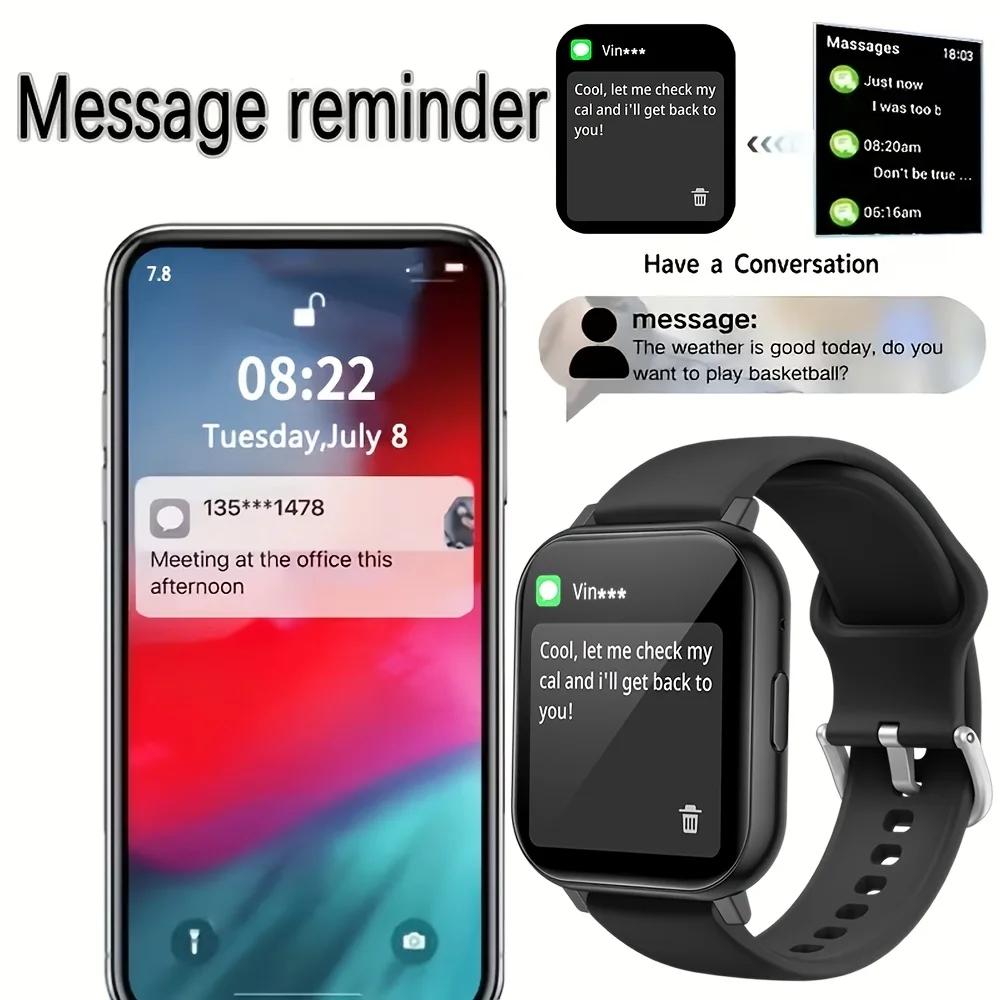 Smart Watch, 1.83-Inch Touch Screen, with Call/Message Reminders, Multi-Dial/Multi-Sports Modes/Pedometer/Activity Tracking - 4