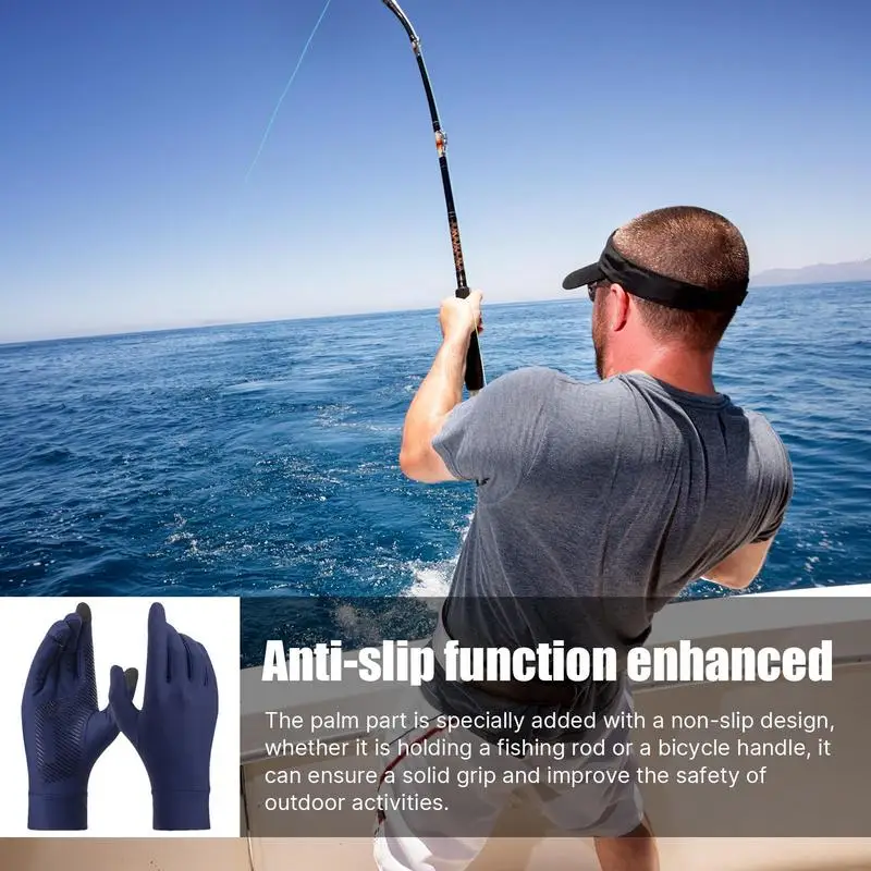 UV Fishing Gloves Non Slip UV Protection Full Finger Fishing Gloves Thin Ice Silk Gloves For Outdoor Activities Daily Driving 2