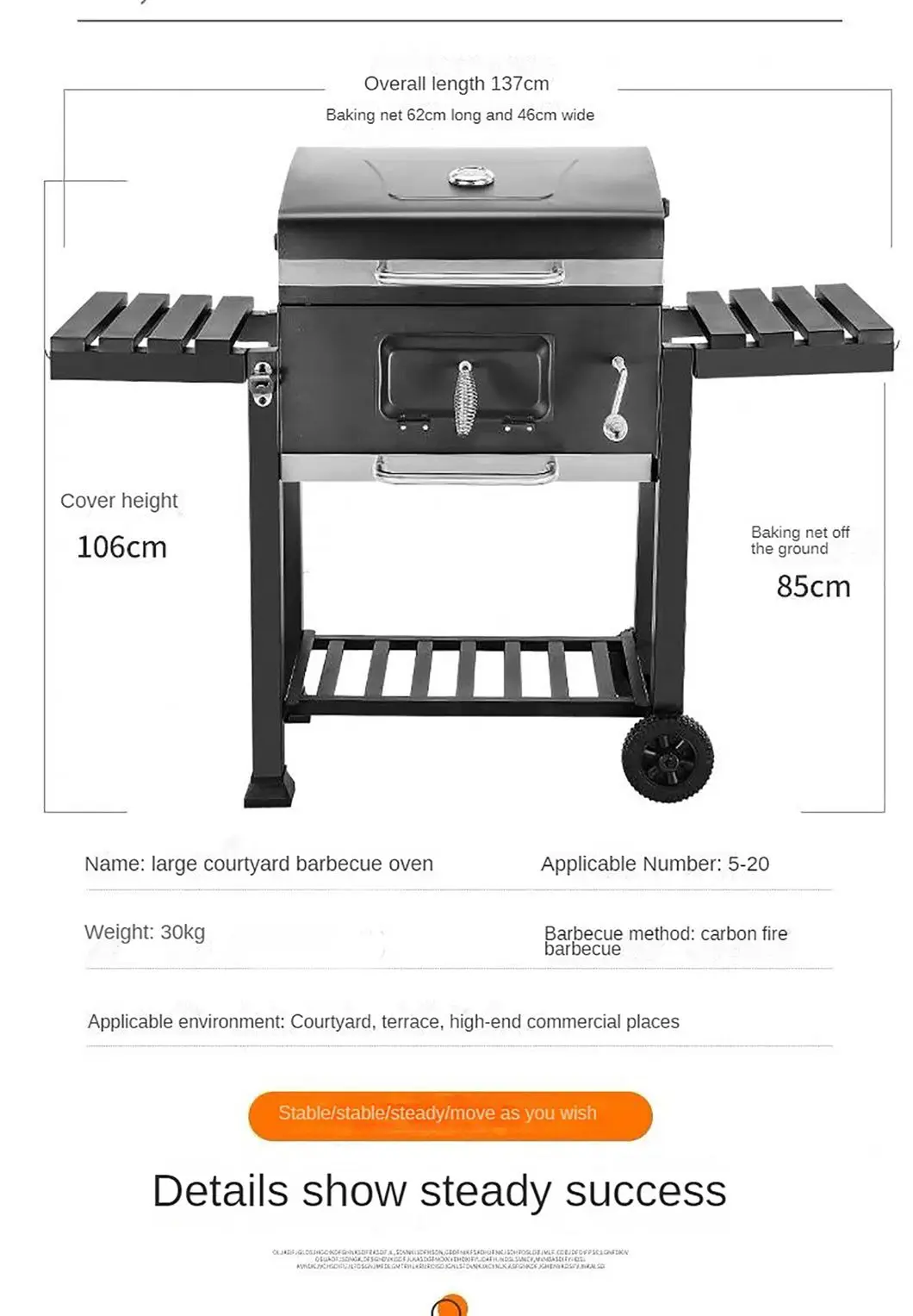 New Oil Drum Barrel Outdoor Charcoal Barbeque BBQ Grills Backyard Party Barbecue Smoker with Rotisserie Roast Chicken Rack