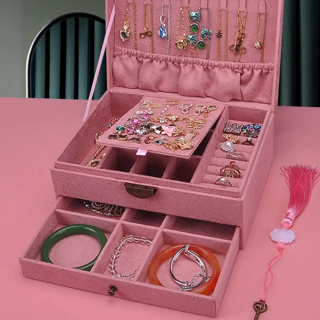 Watch Storage Box Watch Storage Bag Watch Storage Pouch New Fashion Style Flannel Double Layer Jewelry Holder With Large Capacity Velvet Jewel Box with high-end Watch Box Packing
