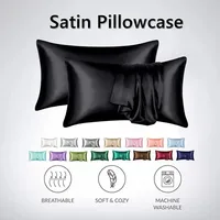 2pcs/lot Solid Silky Satin Skin Care Pillowcases Hair Anti Pillow Case Queen Size Envelope Pillow Covers for Home Hotel Travel 2