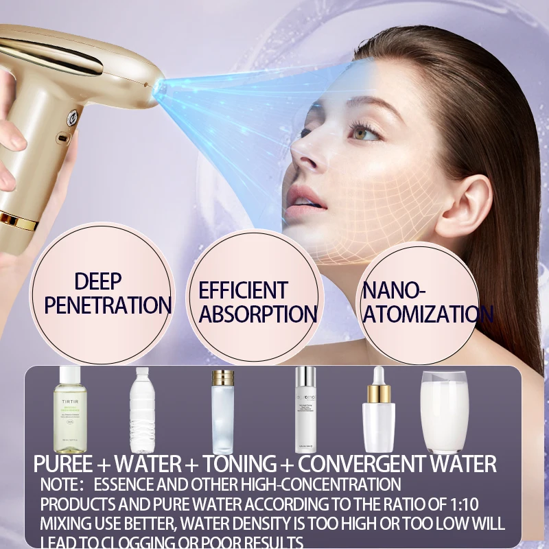Red and blue light oxygen injector home face hydration spray gun nano essence import handheld instrument beauty salon dedicated