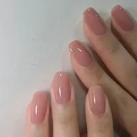 24 PCs Short French Solid Minimalist Nails with 1 Jelly Gel and 1 Nail File