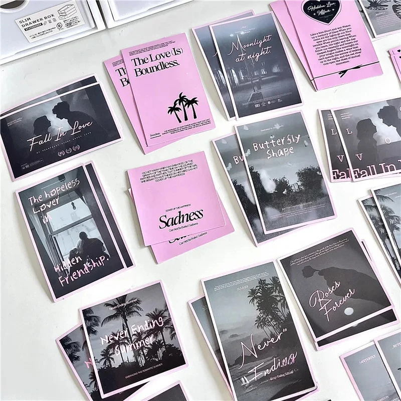 38Pcs Korean INS Pink Black Ballet Style Stickers Aesthetic Girls Scrapbook Journal DIY Kpop Photo Card Decoration Packing Decal