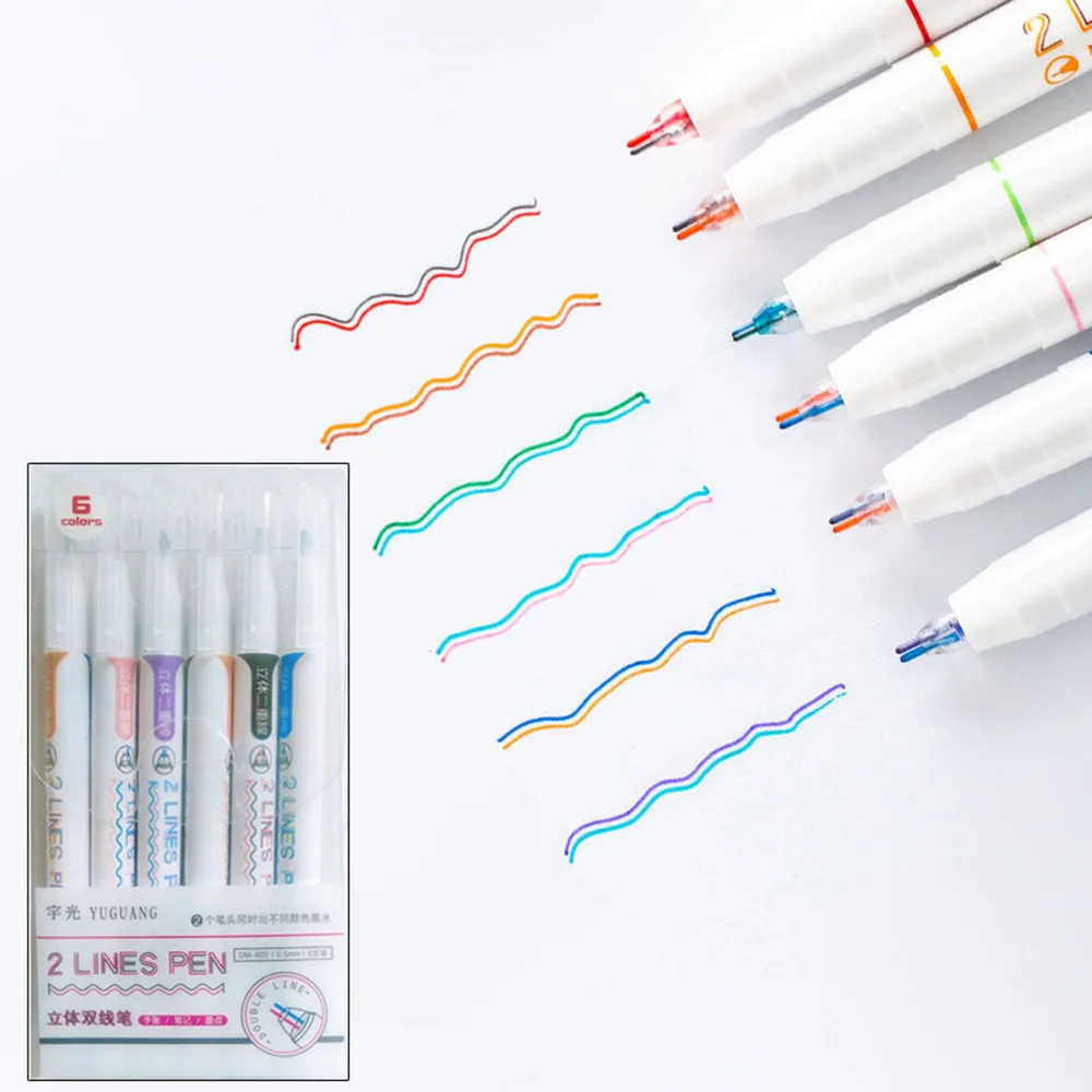 

Набор цветных двухцветных гелевых ручек 0,5 мм, 6 шт.