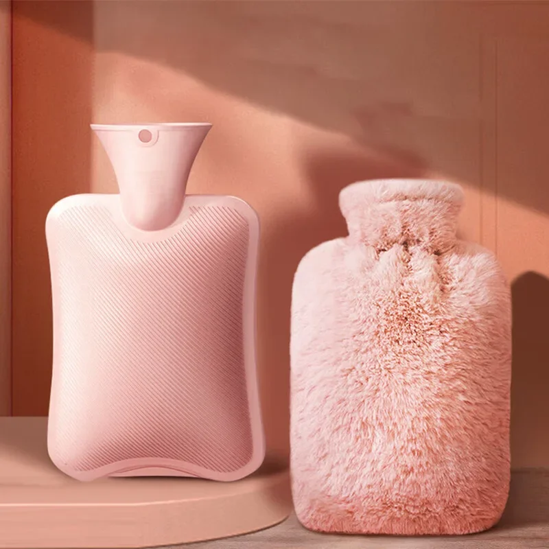 1000ml Hot Water Bottle Winter Plush Hot Water Bottle Explosion-Proof & Heat-Resistant Dual-Use Hand Warmer & Waist Bag