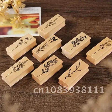 

1Pcs Vintage Style Wooden Rubber Stamps for Multipurpose Plant Pattern DIY Handmade Stamp Scrapbooking Decorate Card Making