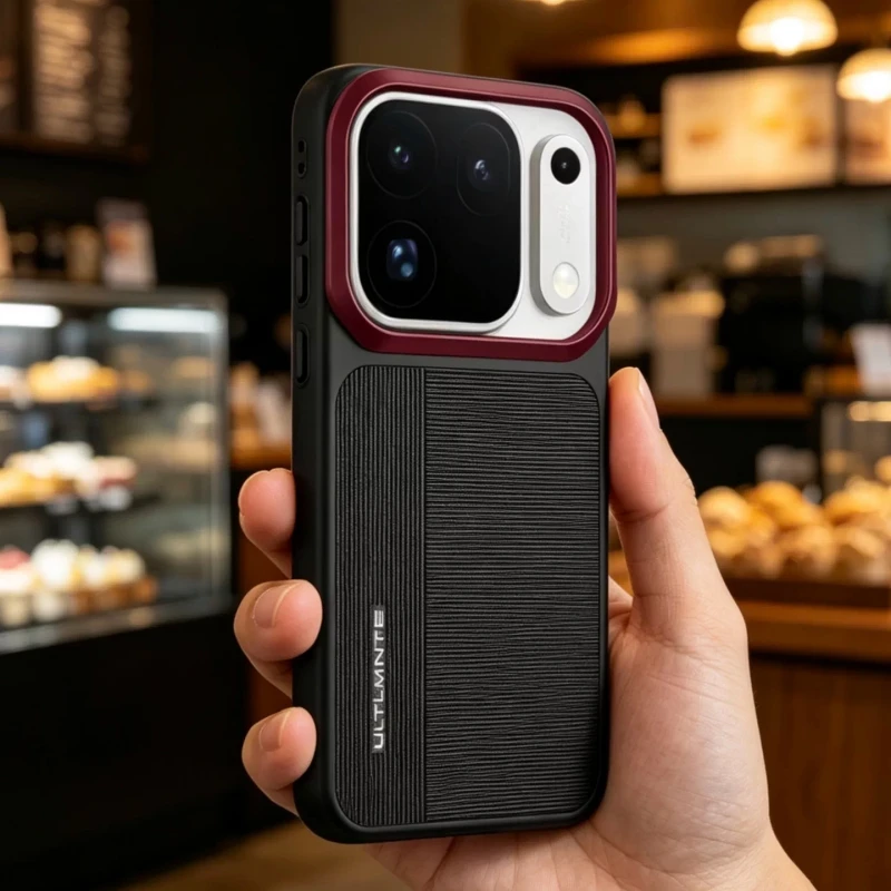Enhance your device with the Premium Vegan Leather Texture Magnetic Anti-Slip Phone Cover.