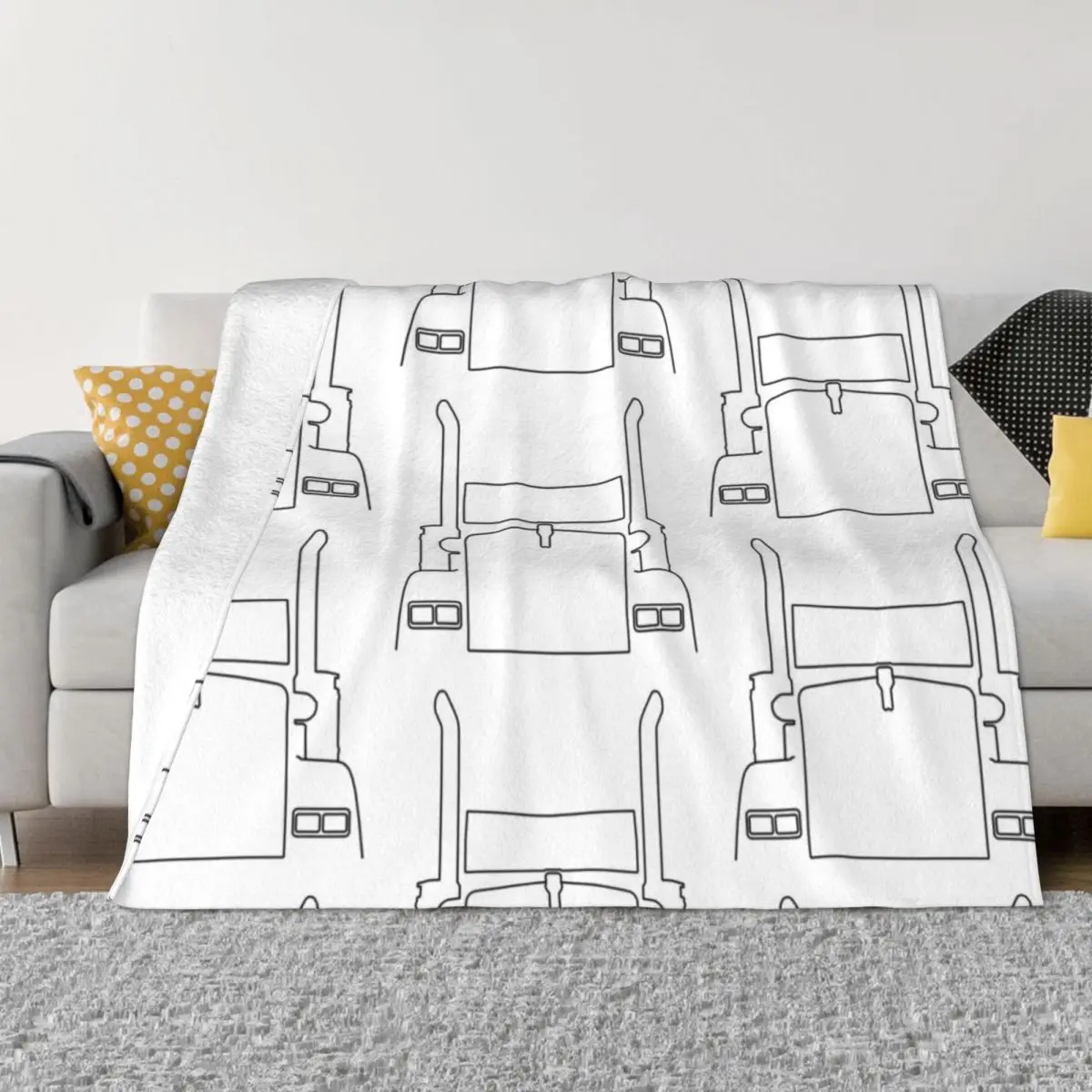 

Kenworth big rig truck outline graphic (black) Throw Blanket Soft For Baby Blankets