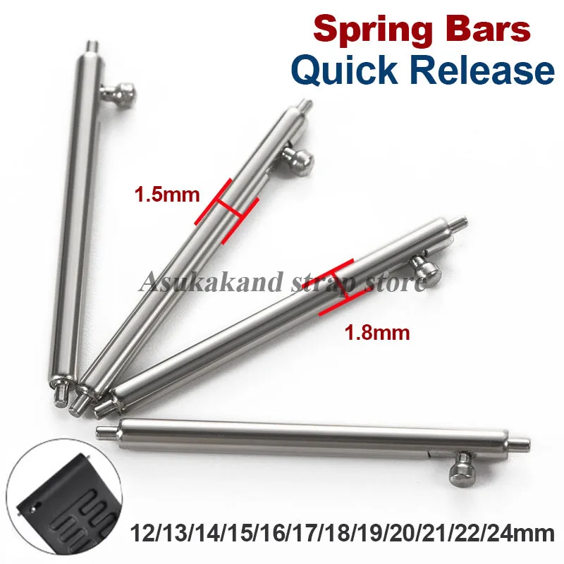 Quick Release Watch Band Spring Bar Set - 20 High-Durability Metal Spring Link Pins, Various Thicknesses and Sizes