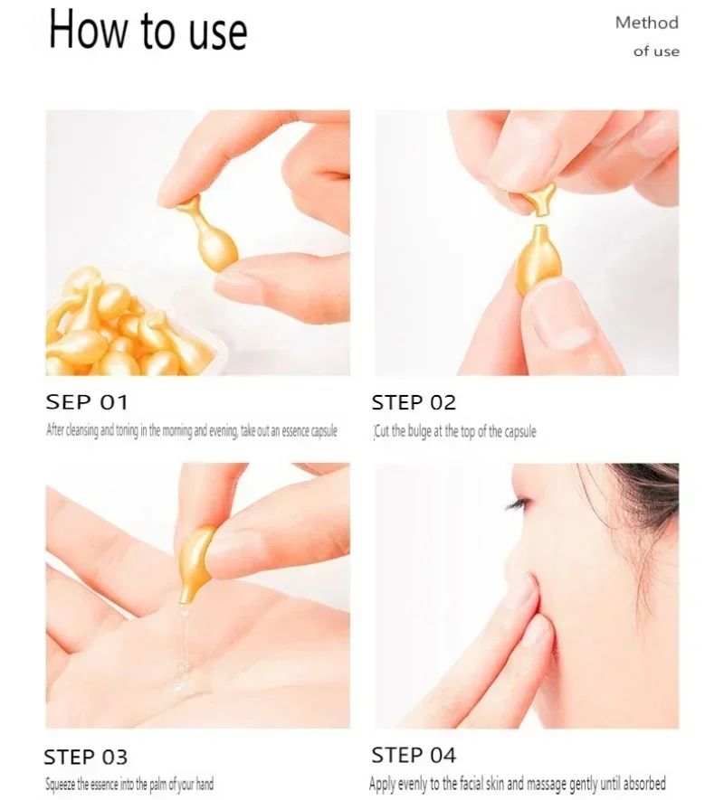 Facial Serum 20pcs Hyaluronic Acid Capsules Serum Face Fine Line Repair Spot Remove Whiten Anti-Wrinkle Ageless Firm Skin Care Cosmetics facial serum