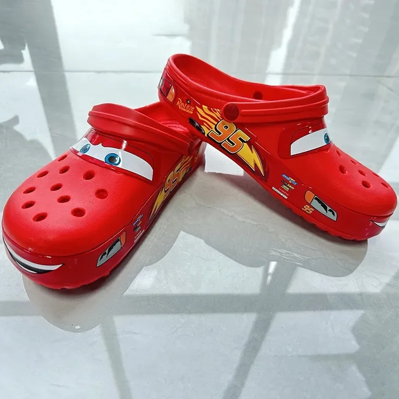 Disney Lightning Mcqueen Pixar Crocs Outdoor Beach Slippers Cute Cartoon Anime Pool Anti Slip Crocs No95 Car Slippers Shoes Toys crocs slippers
