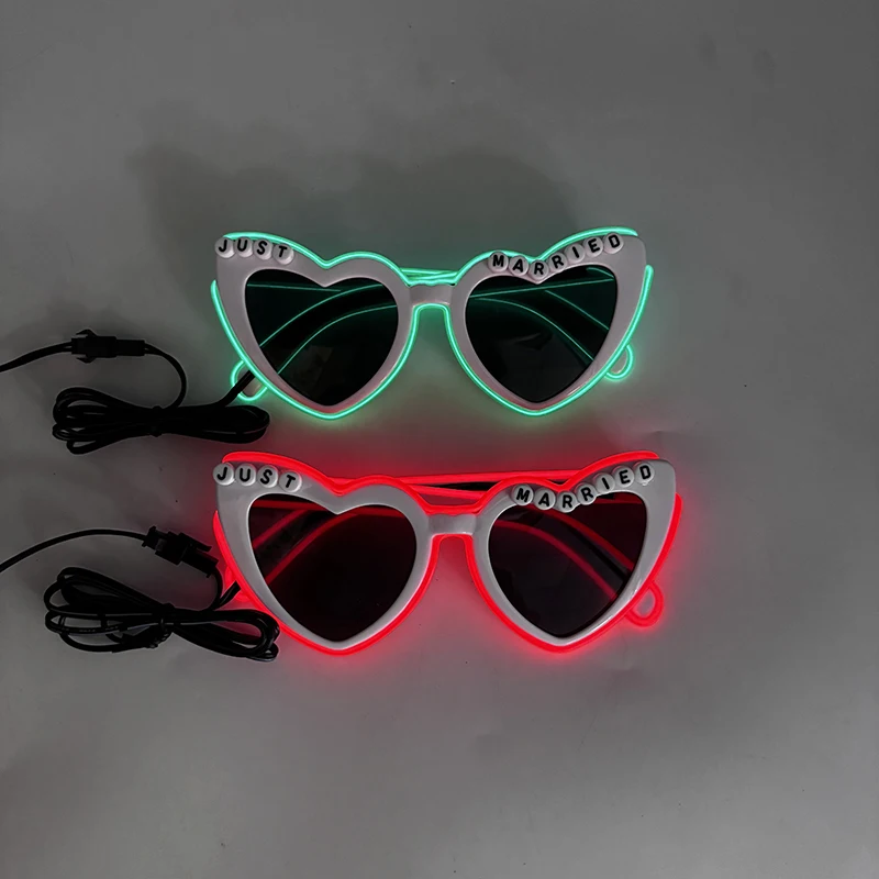 LED-Neon-Herzförmige Brille für Damen, Damen, fluoreszierende Bars, DJ-Party, Weihnachten, Neujahr, Braut, Hochzeit, Rave-Zubehör – Detail 38