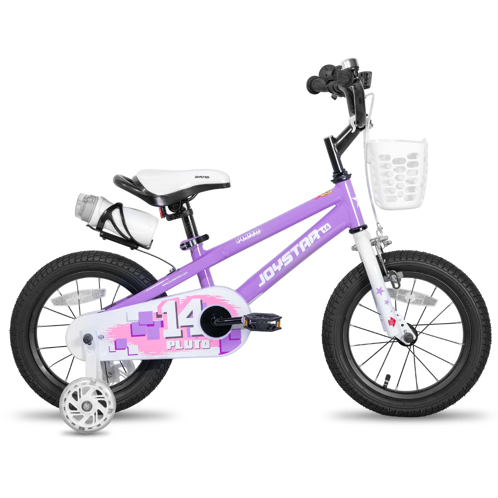 White JOYSTAR Children's Bicycle for Boys Girls Age 3-12 Years, Kids' Bicycles with Light Up Training Wheels, Multiple Colors