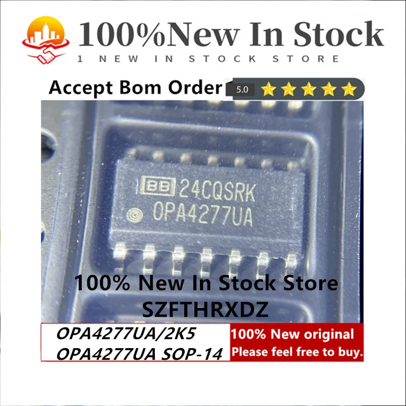 

100% NEW ORIGINAL OPA4277UA/2K5 SOP-14 OPA4277UA SOP14 Op Amp Quad Low Offset Voltage Amplifier ±18V 14-Pin