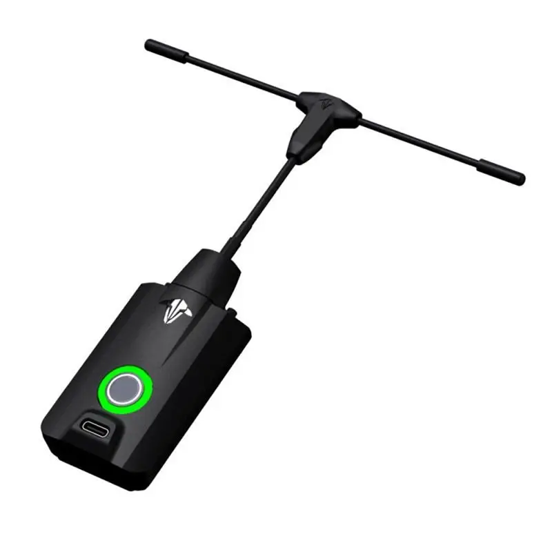 Côté de l'émetteur TBS Crossfire Nano TX montrant les connecteurs et le port USB