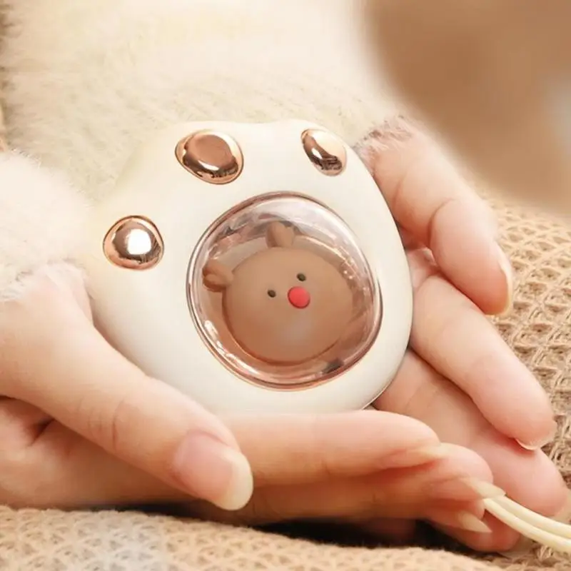 1200/2400mAh Electric Hand Warmer USB Rechargeable LED Quick Heating Pocket Mini Hand Heater Cute Cat Claw Winter Warmer