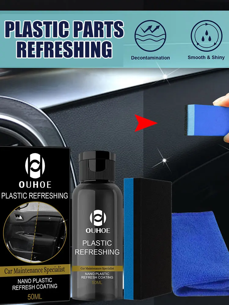 Plastic Renovation Agent Repair Waterproof Car Scratch Repair Agent with Sponge Brush and Wipe for Automotive Interior Cleaning 4