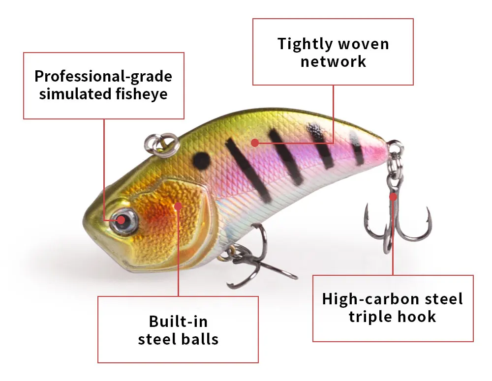 Hanlin NEU 5CM/12G Lipless Sinking Crankbait Rassel-Wobbler Japan Style VIB Angelköder Frühjahr Bass Hardbait Tackle – Detail 3