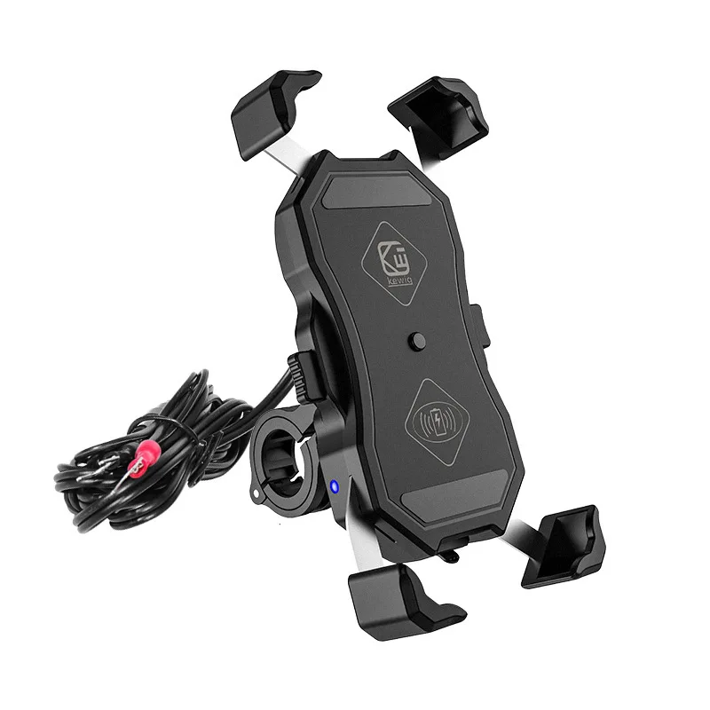 Motorcycle Mobile Phone Holder Mount with QC USB Qi Wireless