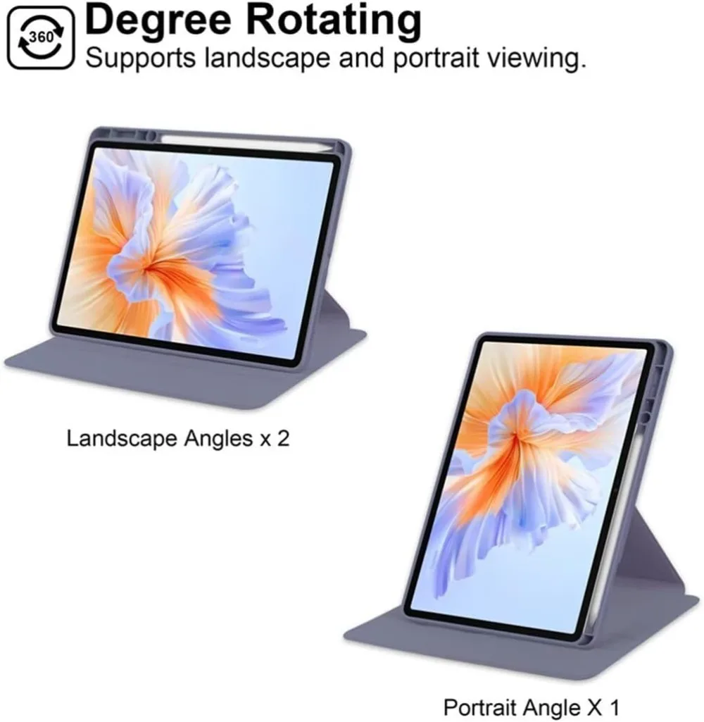 Premium 11.5 Acrylic Back Tablet Case with 360° Rotating Stand and Pencil Holder
