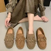 2024 Summer All-match Flat Bean Shoes Slip-on Lazy Women's Shoes Soft Soles Shallow Mouth Retro Tassel Women's Shoes 1