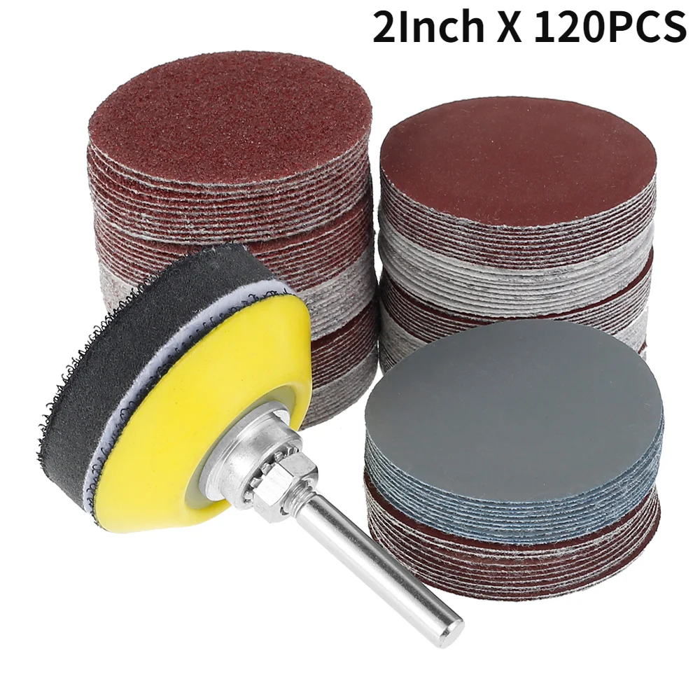 

Drill Grinder Rotary Tools With Disk Pole Cushion120Pcs 50mm Sandpaper Assortment 60-3000 Grit Sanding Disc Pad Set 2Inch