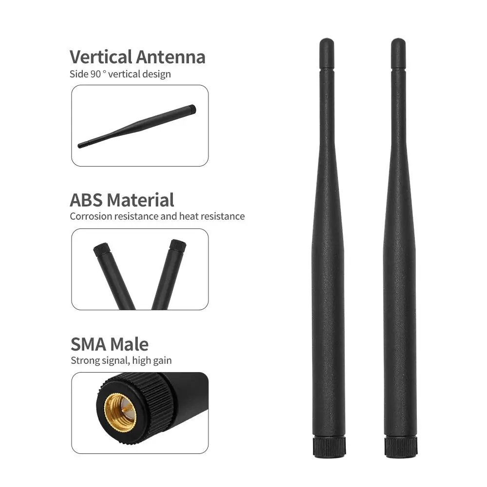 2PCS 2.4G 5.8G Omnidirectional Rubber Rod Antenna Collapsible WiFi Bluetooth Aer