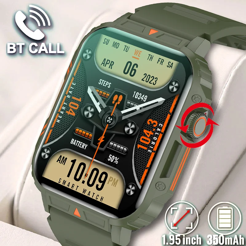 

New Rugged Military Smart Watch Men For Android IOS Women Watches IP68 Waterproof 1.95'' AI Voice Bluetooth Call Smartwatch 2023