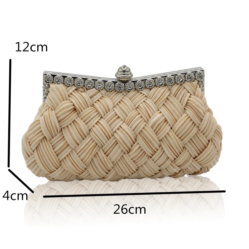 Hand-Woven Evening Bag Clutches Noble Women Dinner Banquet Rhinestone Purses Cocktail Party Prom Handbags Chain Shoulder Bag