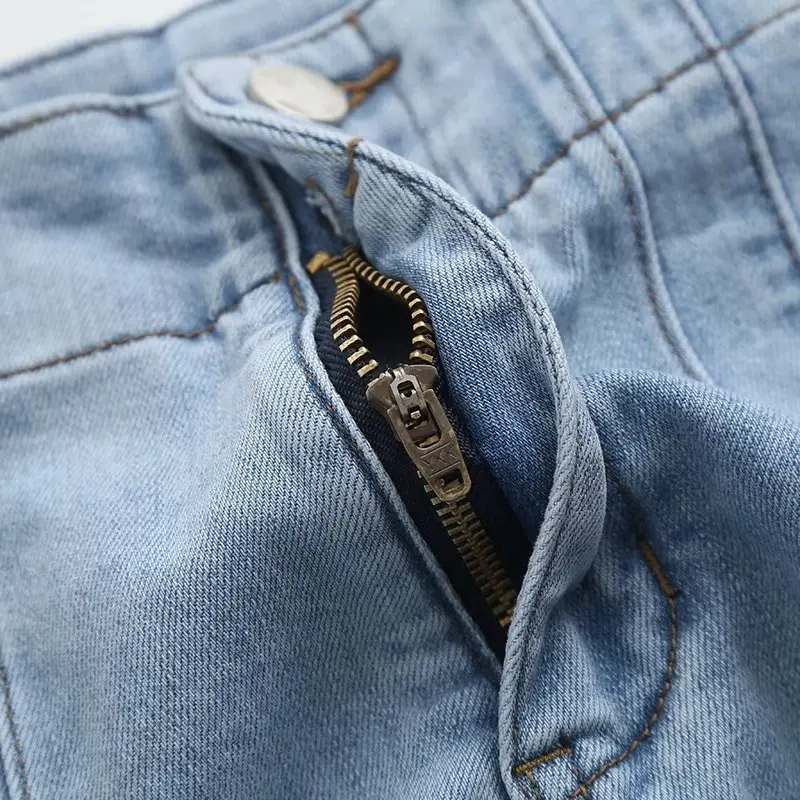 Jenny&Dave High Waist Bermuda Hot Shorts Women Ins Fashion Blogger Retro Elastic Denim Shorts Ladies Summer