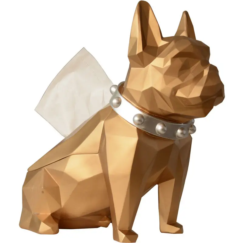 

Dog Figurine Resin Black Dog Tissue Holder Craft For Kitchen Room Table Top Home Decor Modern Creative Geometric Dog Tissue Box