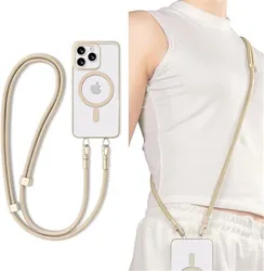 Adjustable Double Buckle Mobile Phone Lanyard with Stainless Steel Clips - Outdoor Anti - Loss Wrist and Crossbody Strap - Polyester / Nylon (Camel)