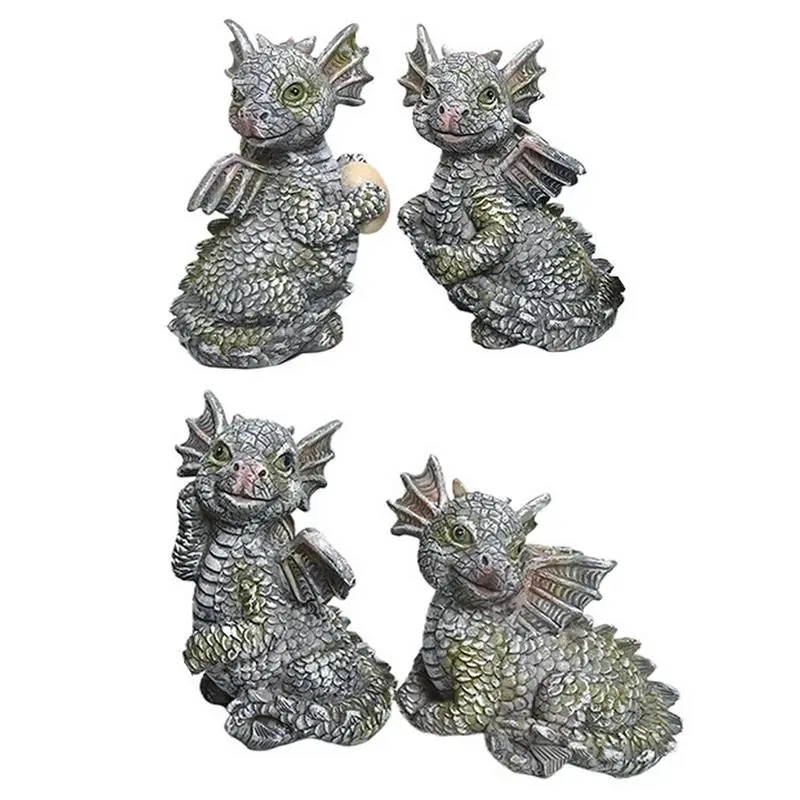 

Garden Dragon Statue Resin Mini Dragon Sculpture Figurine Carefully Carved Outdoor Lawn Yard for Home decoration Figurines