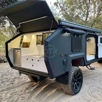 Rimorchio da viaggio in alluminio personalizzato Mini caravan pieghevole Step a un bar e un'auto da pranzo