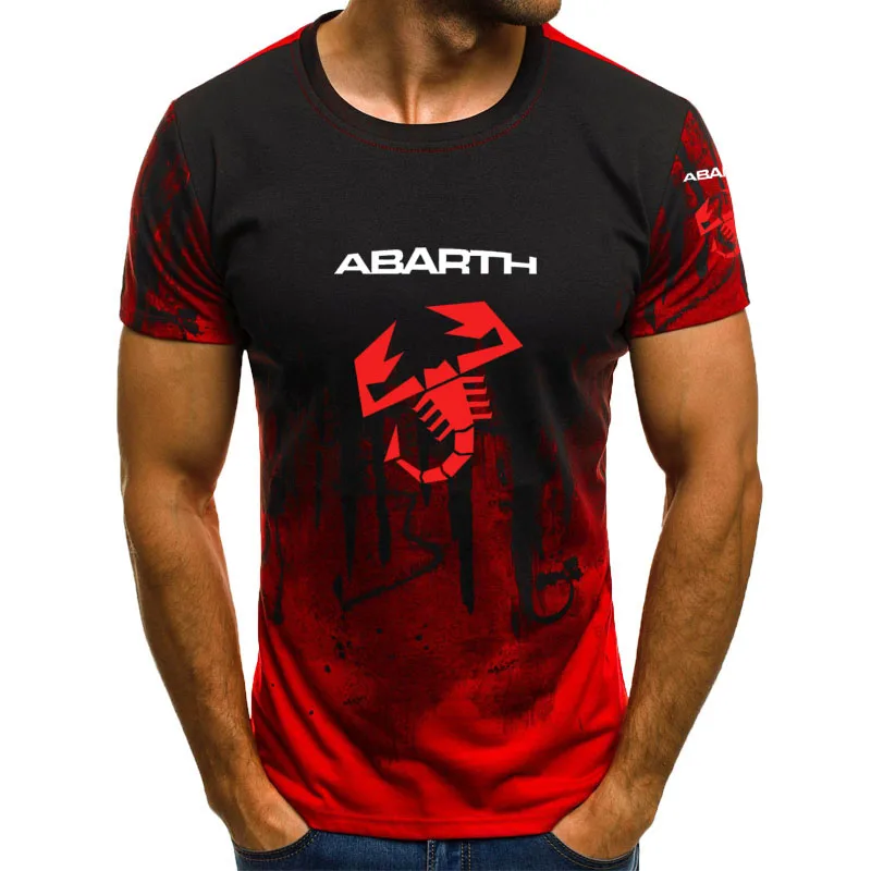 

Новая модная повседневная мужская футболка с логотипом abarth, градиентная Мужская футболка с 3D принтом и коротким рукавом, летняя мужская одежда
