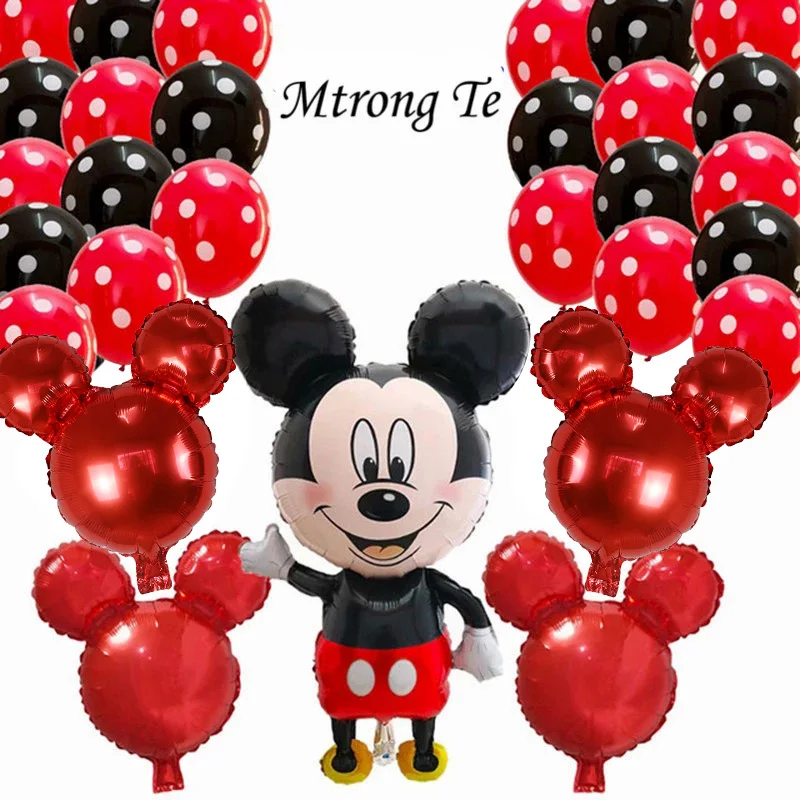 

29Pcs Giant Minnie Mickey Mouse Head Foil Balloons Black Red Latex Balloon Kids Birthday Party Decorations Classic Toys Gift