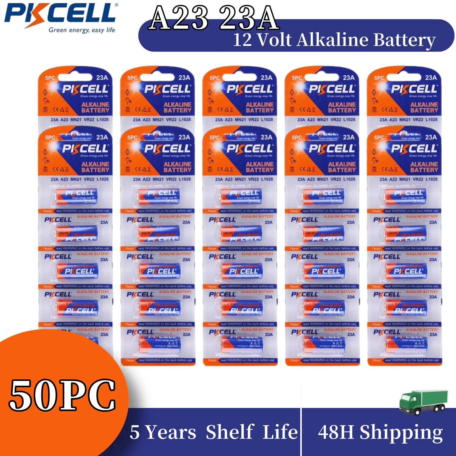 Batterie Alcaline 50Pc 12V Batteria A23 Ad Alta Energia Specifica 23A Mn21 23Ae 12V Batterie Alcaline Per Telecomando Per Auto