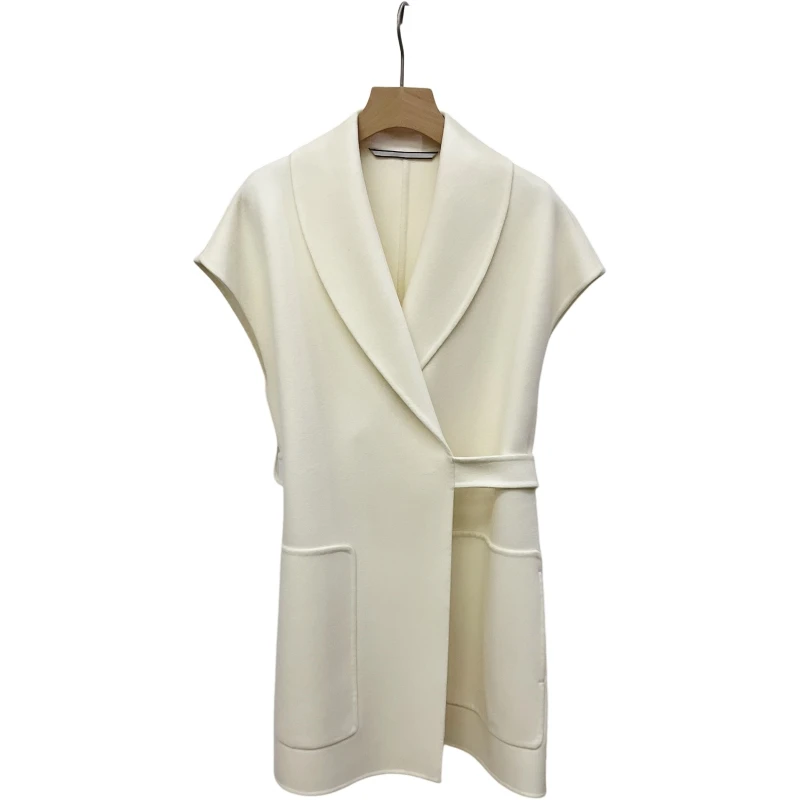 

23 осенне-зимнее кашемировое пальто, жилет, пальто, молочный коктейль, белые Chaquetas Para Mujer Elegante, высокое качество