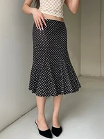 Women's Midi Skirts Dot Print Low Waist Skirts Spring Summer Casual Skirts 2025 Fashion Casual Elegant Clothes - Image 5