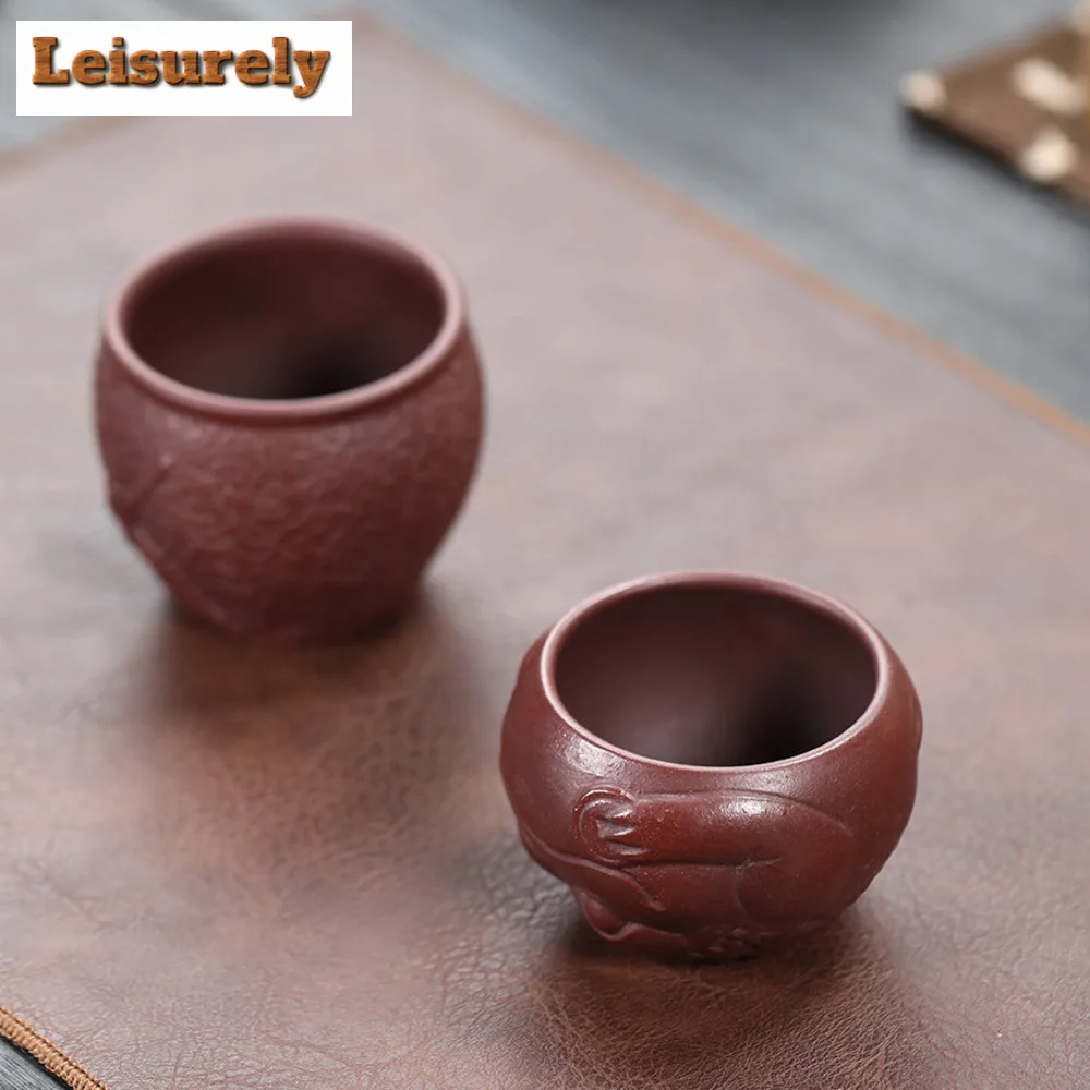 Hadnamde Relief Golden Toad Zisha Teacup Lucky Great Holy Master Cup Yixing Purple Clay Tea Bowl Personal Mug Kung Fu Tea Set