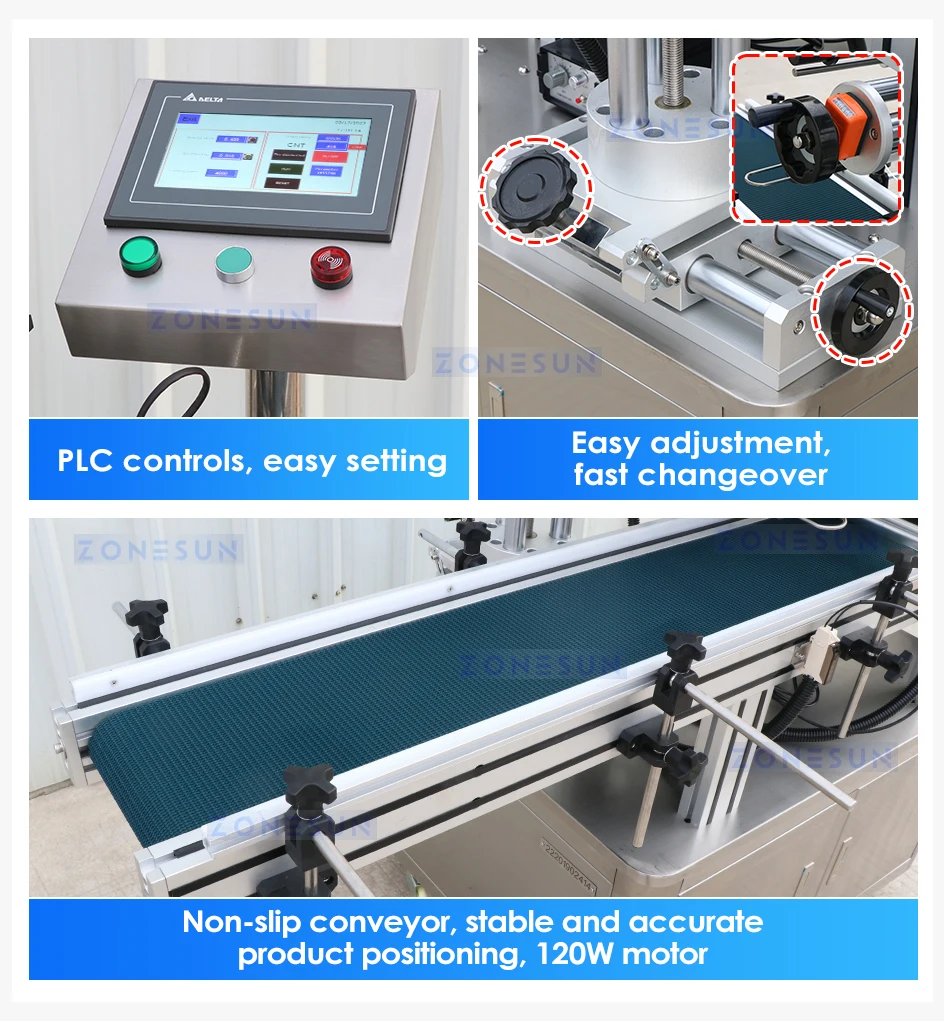 ZONESUN ZS-TB150P2 Automatic Self-adhesive Sticker Flat Surface Labeling Machine with 45cm wide conveyor