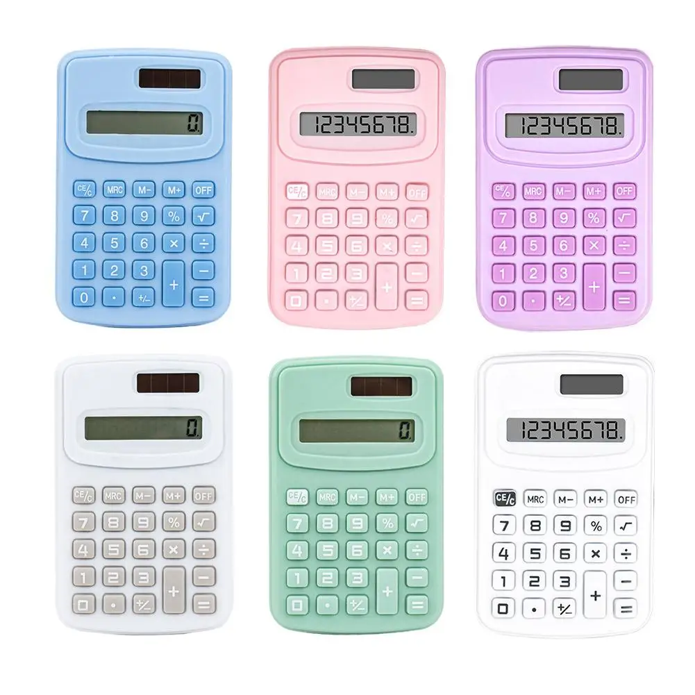 Small Solar Calculator Portable Calculator Cute LCD Electronic Calculator Home Office Primary School Students Teaching Supplies - 5