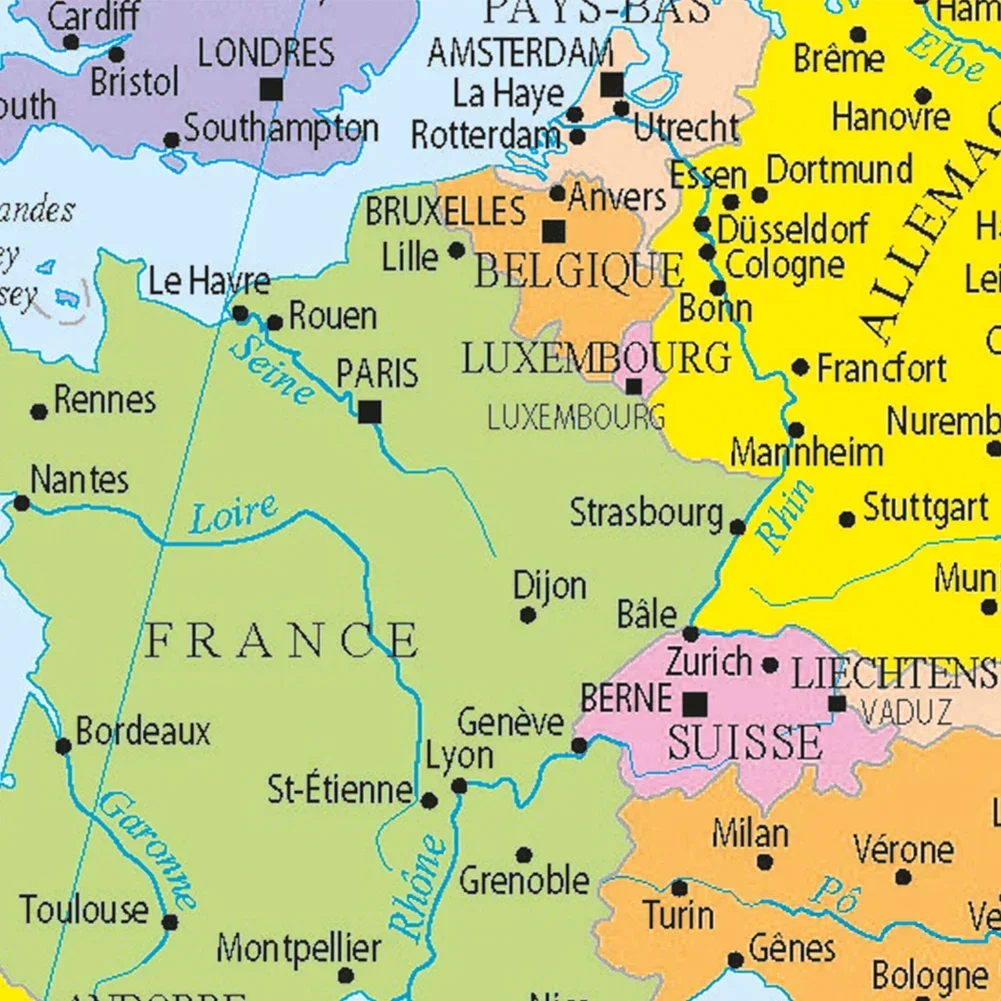150*100cm Political Map of The Europe In French Large Wall Poster Spray Canvas Painting Living Room Home Decor School Supplies