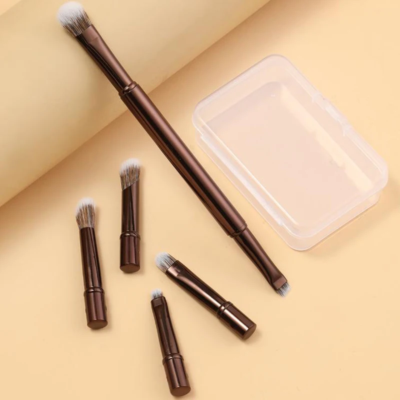  6Pcs 미니 여행용 메이크업 브러쉬 세트(박스 포함) 휴대용 화장품 파우더 파운데이션 블러쉬 블렌딩 컨실러 브러쉬 메이크업 도구.