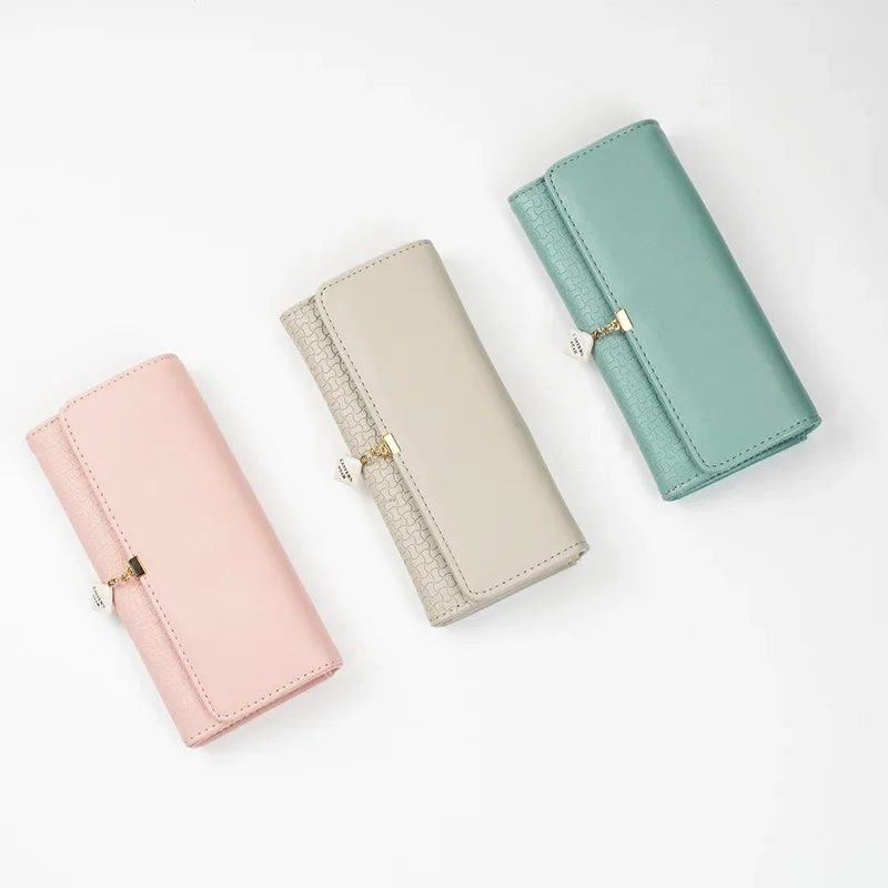 

New Women's Long Wallet Solid Color INS Macaron Color Simple Fashion Korean Pocket Wallet Mobile Phone Bag