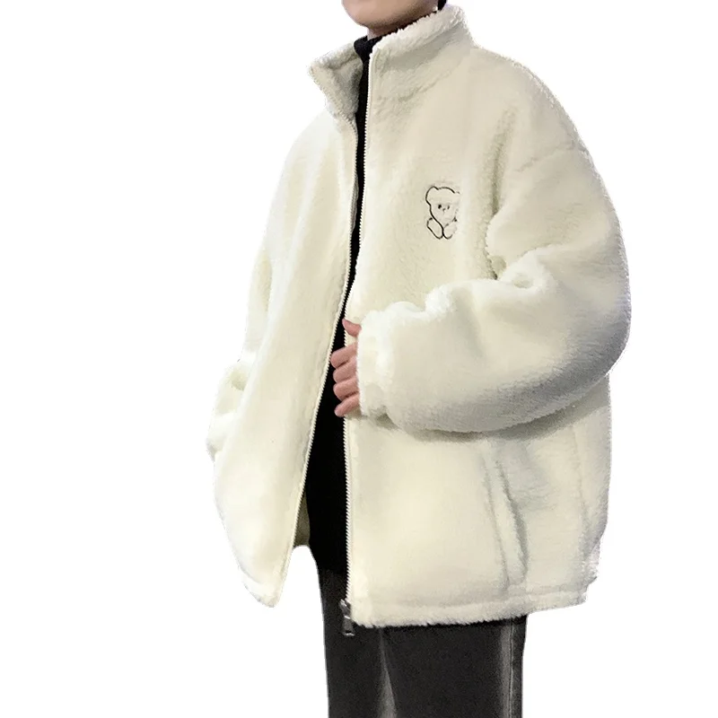 

Fashion Jacket Mens Autumn Imitation Thick Warm Zipper New Casual Loose Coats Men Jacket