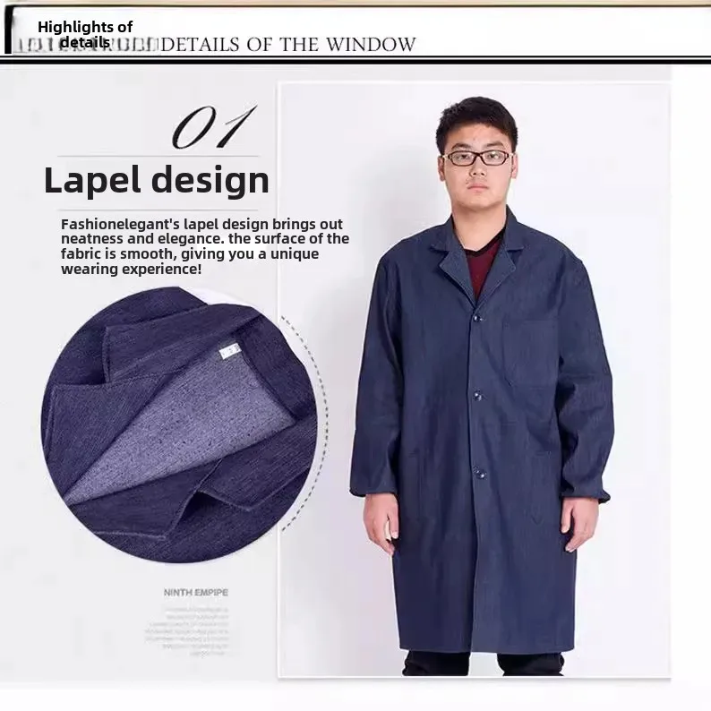 Thickened Denim Workwear Blue Large Apron Working Uniforms Casual Western Style Loose Fit For Men Leisure Clothing