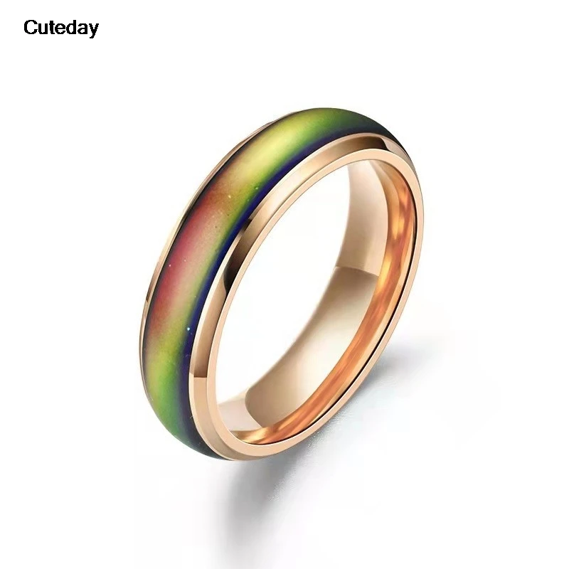 Vibrant Stainless Steel Mood Ring – Color-Changing Emotion Jewelry