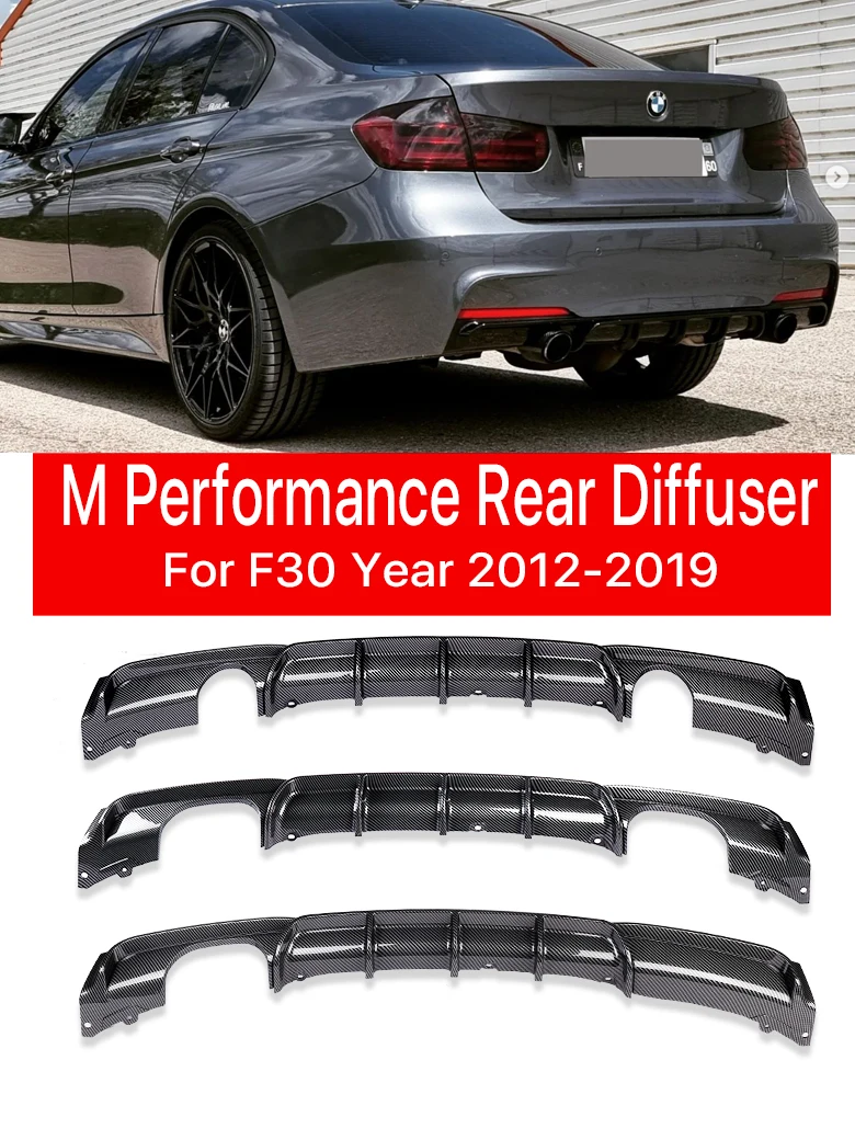 

For BMW 3 Series F30 F31 F35 2012-2019 Carbon Fiber M Tech Rear Bumper Lip Diffuser Gloss Black M Sport Diffusor Accessories